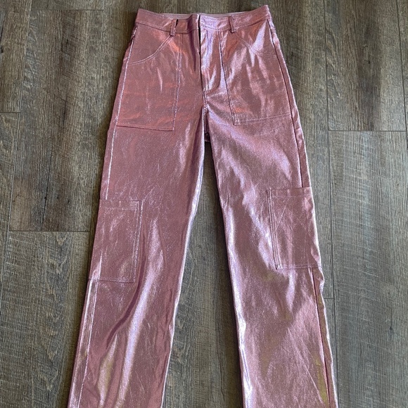 Shimmery Pink Cargo Pants - Picture 1 of 5